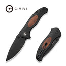 CIVIVI Vyrent Flipper & Thumb Stud Knife Black G10 Handle With Guibourtia Wood Inlay (3.48" Black Stonewashed Nitro - V Blade) C25037 Sample1 - CIVIVI