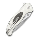 CIVIVI Vyrent Flipper & Thumb Stud Knife Silver G10 & Aluminum Foil Handle With Black Twill Carbon Fiber Inlay (3.48" Satin Finished Nitro - V Blade) C25037 Sample2 - CIVIVI