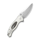 CIVIVI Vyrent Flipper & Thumb Stud Knife Silver G10 & Aluminum Foil Handle With Black Twill Carbon Fiber Inlay (3.48" Satin Finished Nitro - V Blade) C25037 Sample2 - CIVIVI