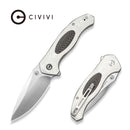 CIVIVI Vyrent Flipper & Thumb Stud Knife Silver G10 & Aluminum Foil Handle With Black Twill Carbon Fiber Inlay (3.48" Satin Finished Nitro - V Blade) C25037 Sample2 - CIVIVI