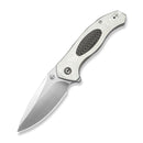CIVIVI Vyrent Flipper & Thumb Stud Knife Silver G10 & Aluminum Foil Handle With Black Twill Carbon Fiber Inlay (3.48" Satin Finished Nitro - V Blade) C25037 Sample2 - CIVIVI