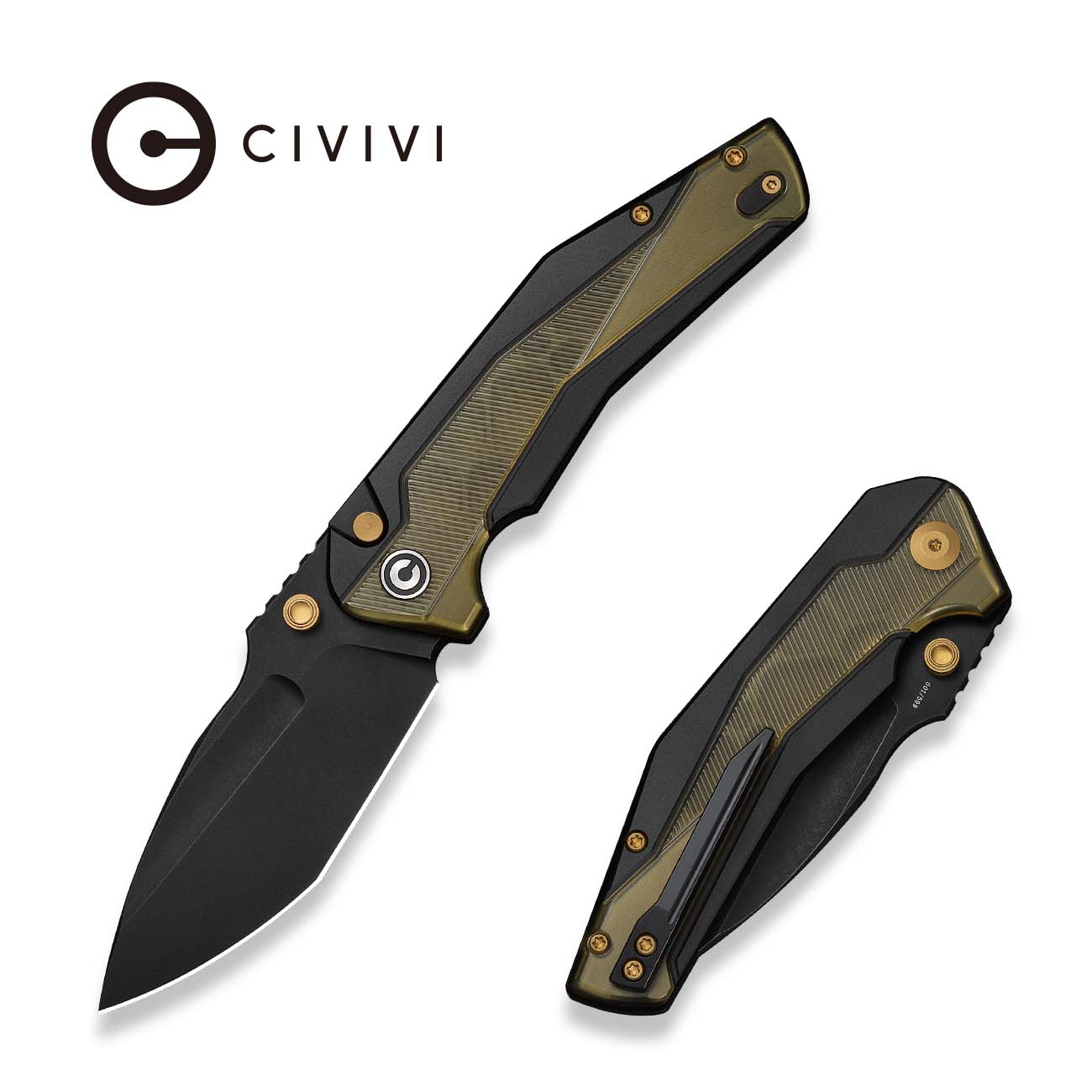 CIVIVI Wellmax Thumb Stud & Button Lock Knife Black Aluminum Handle Wi