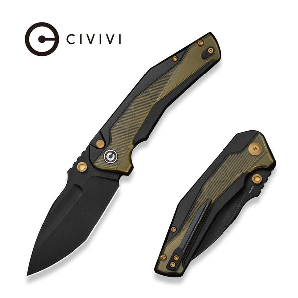 CIVIVI Wellmax Thumb Stud & Button Lock Knife Black Aluminum Handle Wi