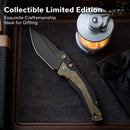 CIVIVI Wellmax Thumb Stud & Button Lock Knife Black Aluminum Handle With Polished Yellow Ultem Inlay (3.6" Black Stonewashed 14C28N Blade) C24008C-2 - CIVIVI
