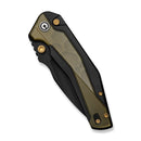 CIVIVI Wellmax Thumb Stud & Button Lock Knife Black Aluminum Handle With Polished Yellow Ultem Inlay (3.6" Black Stonewashed 14C28N Blade) C24008C - 2 - CIVIVI