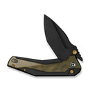 CIVIVI Wellmax Thumb Stud & Button Lock Knife Black Aluminum Handle With Polished Yellow Ultem Inlay (3.6" Black Stonewashed 14C28N Blade) C24008C - 2 - CIVIVI