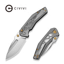 CIVIVI Wellmax Thumb Stud & Button Lock Knife Gray Aluminum Handle With Polished Clear Lexan Inlay (3.6" Satin Finished 14C28N Blade) C24008C - 1 - CIVIVI