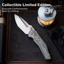CIVIVI Wellmax Thumb Stud & Button Lock Knife Gray Aluminum Handle With Polished Clear Lexan Inlay (3.6" Satin Finished 14C28N Blade) C24008C-1 - CIVIVI