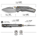 CIVIVI Wellmax Thumb Stud & Button Lock Knife Gray Aluminum Handle With Polished Clear Lexan Inlay (3.6" Satin Finished 14C28N Blade) C24008C-1 - CIVIVI