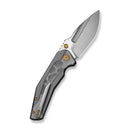 CIVIVI Wellmax Thumb Stud & Button Lock Knife Gray Aluminum Handle With Polished Clear Lexan Inlay (3.6" Satin Finished 14C28N Blade) C24008C - 1 - CIVIVI