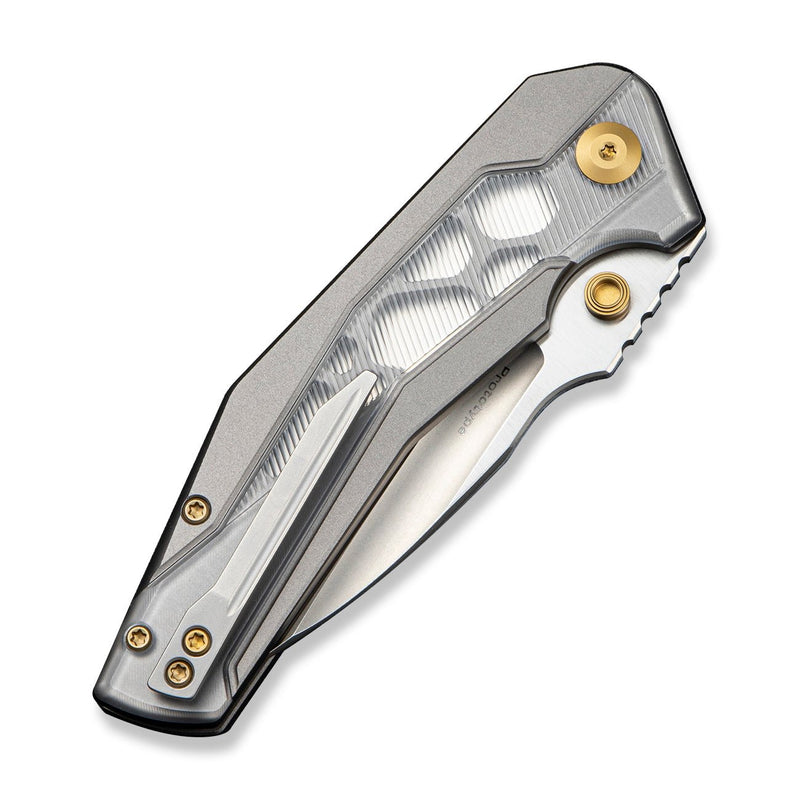 CIVIVI Wellmax Thumb Stud & Button Lock Knife Gray Aluminum Handle With Polished Clear Lexan Inlay (3.6" Satin Finished 14C28N Blade) C24008C - Sample2