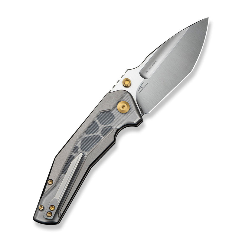 CIVIVI Wellmax Thumb Stud & Button Lock Knife Gray Aluminum Handle With Polished Clear Lexan Inlay (3.6" Satin Finished 14C28N Blade) C24008C - Sample2