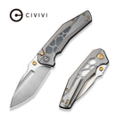 CIVIVI Wellmax Thumb Stud & Button Lock Knife Gray Aluminum Handle With Polished Clear Lexan Inlay (3.6" Satin Finished 14C28N Blade) C24008C - Sample2