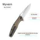 CIVIVI Wyvern Flipper & Thumb Hole Knife FRN Handle (3.45" D2 Blade) C902A - CIVIVI