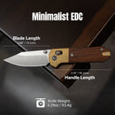CIVIVI Yonder Clip Point Thumb Stud & Crossbar Lock Knife Guibourtia Wood Handle And Stonewashed Brass Bolsters (2.88" Satin Finished 14C28N Blade) C25026-1 - CIVIVI