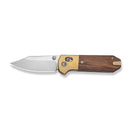 CIVIVI Yonder Clip Point Thumb Stud & Crossbar Lock Knife Guibourtia Wood Handle And Stonewashed Brass Bolsters (2.88" Satin Finished 14C28N Blade) C25026 - 1 - CIVIVI