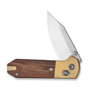 CIVIVI Yonder Clip Point Thumb Stud & Crossbar Lock Knife Guibourtia Wood Handle And Stonewashed Brass Bolsters (2.88" Satin Finished 14C28N Blade) C25026 - 1 - CIVIVI