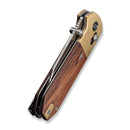 CIVIVI Yonder Clip Point Thumb Stud & Crossbar Lock Knife Guibourtia Wood Handle And Stonewashed Brass Bolsters (2.88" Satin Finished 14C28N Blade) C25026 - 1 - CIVIVI