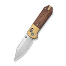 CIVIVI Yonder Clip Point Thumb Stud & Crossbar Lock Knife Guibourtia Wood Handle And Stonewashed Brass Bolsters (2.88" Satin Finished 14C28N Blade) C25026 - 1 - CIVIVI