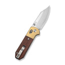 CIVIVI Yonder Clip Point Thumb Stud & Crossbar Lock Knife Guibourtia Wood Handle And Stonewashed Brass Bolsters (2.88" Satin Finished 14C28N Blade) C25026 - 1 - CIVIVI