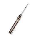 CIVIVI Yonder Clip Point Thumb Stud & Crossbar Lock Knife Guibourtia Wood Handle And Stonewashed Brass Bolsters (2.88" Satin Finished 14C28N Blade) C25026 - 1 - CIVIVI