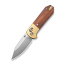 CIVIVI Yonder Clip Point Thumb Stud & Crossbar Lock Knife Stonewashed Brass & Guibourtia Wood Handle (2.88" Satin Finished 14C28N Blade) C25026 Sample1