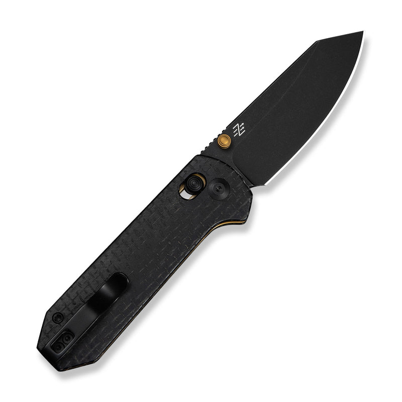 CIVIVI Yonder Thumb Stud & Crossbar Lock Knife Black Burlap Micarta Handle (2.88" Black Stonewashed 14C28N Blade) C23073B - 2