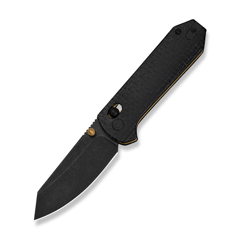 CIVIVI Yonder Thumb Stud & Crossbar Lock Knife Black Burlap Micarta Handle (2.88" Black Stonewashed 14C28N Blade) C23073B - 2
