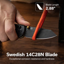 CIVIVI Yonder Thumb Stud & Crossbar Lock Knife Black Burlap Micarta Handle (2.88" Black Stonewashed 14C28N Blade) C23073B - 2