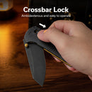 CIVIVI Yonder Thumb Stud & Crossbar Lock Knife Black Burlap Micarta Handle (2.88" Black Stonewashed 14C28N Blade) C23073B - 2