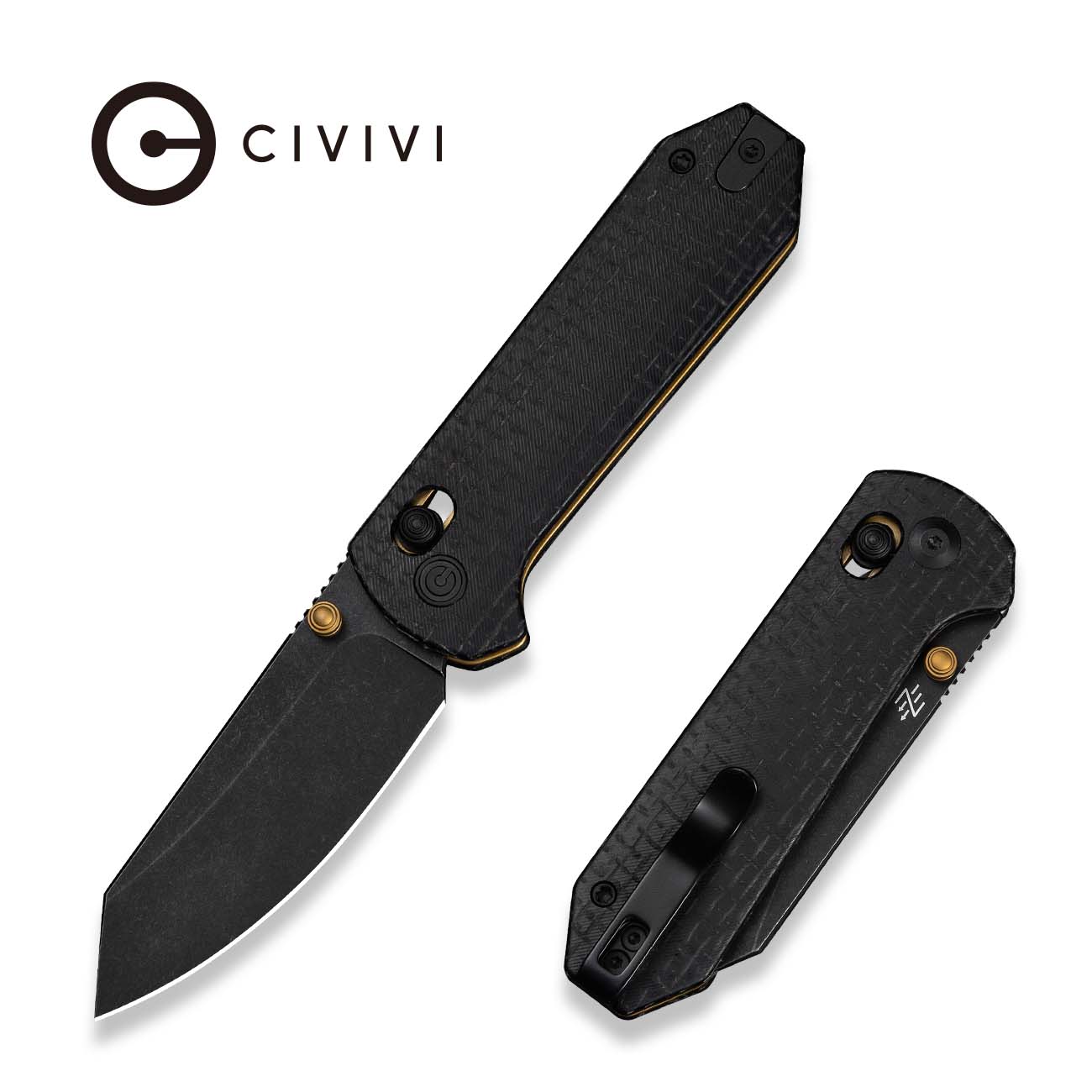 CIVIVI Yonder Thumb Stud & Crossbar Lock Knife Black Burlap Micarta Ha
