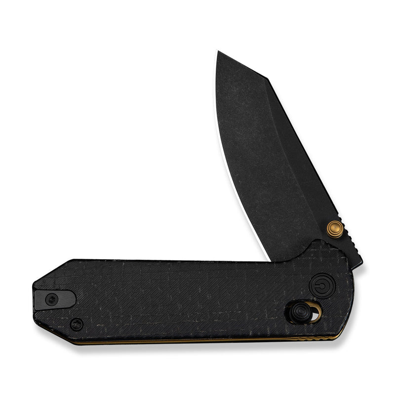 CIVIVI Yonder Thumb Stud & Crossbar Lock Knife Black Burlap Micarta Handle (2.88" Black Stonewashed 14C28N Blade) C23073B - 2