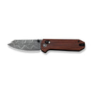 CIVIVI Yonder Thumb Stud & Crossbar Lock Knife Guibourtia Wood Handle (2.88" New Damascus Blade with Jagged Pattern) C23073B - DS2