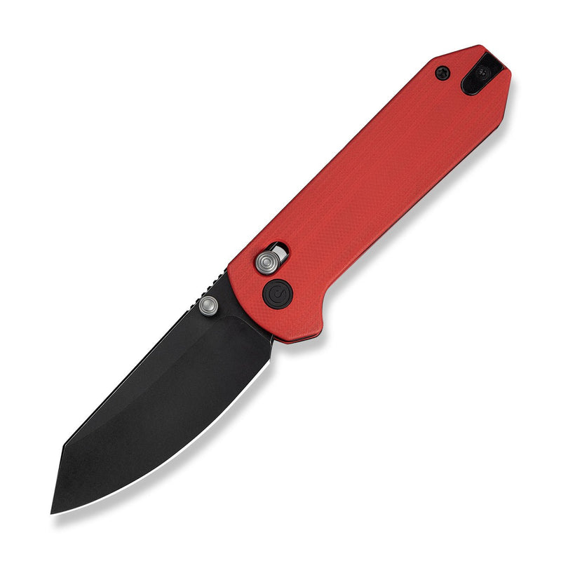 CIVIVI Yonder Thumb Stud & Crossbar Lock Knife Red G10 Handle (2.88" Black Stonewashed 14C28N Blade) C23073 - 2