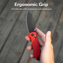 CIVIVI Yonder Thumb Stud & Crossbar Lock Knife Red G10 Handle (2.88" Black Stonewashed 14C28N Blade) C23073 - 2