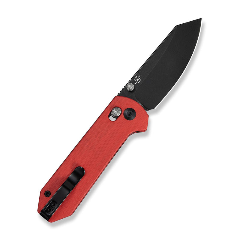 CIVIVI Yonder Thumb Stud & Crossbar Lock Knife Red G10 Handle (2.88" Black Stonewashed 14C28N Blade) C23073 - 2