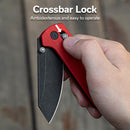 CIVIVI Yonder Thumb Stud & Crossbar Lock Knife Red G10 Handle (2.88" Black Stonewashed 14C28N Blade) C23073 - 2