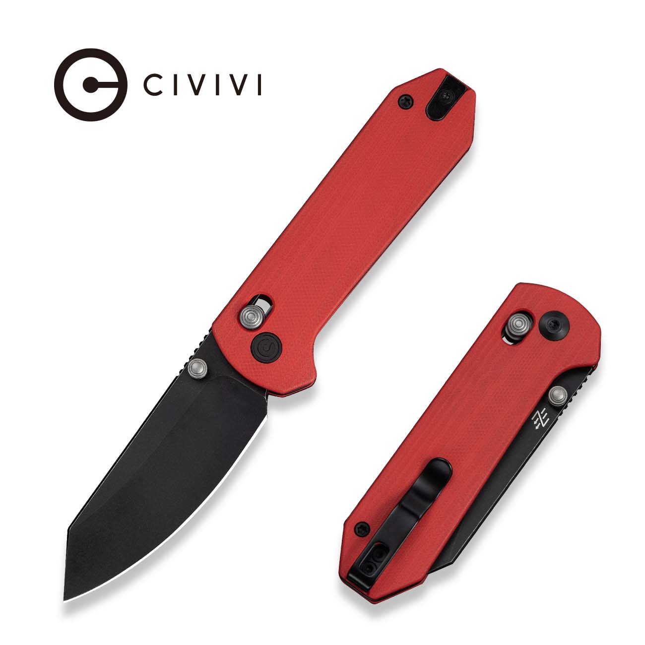 CIVIVI Yonder Thumb Stud & Crossbar Lock Knife Red G10 Handle (2.88