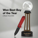 CIVIVI Yonder Thumb Stud & Crossbar Lock Knife Red G10 Handle (2.88" Black Stonewashed 14C28N Blade) C23073 - 2