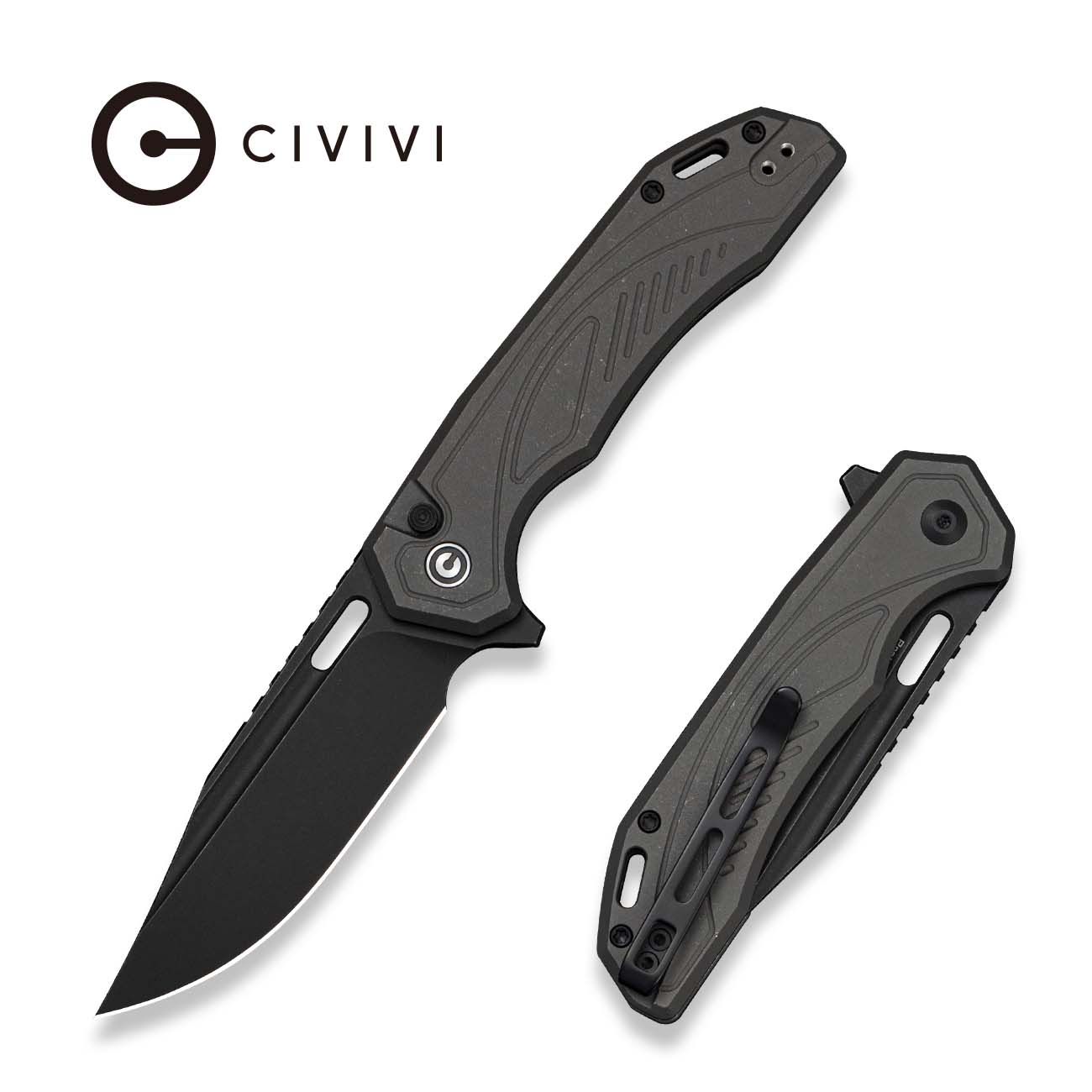 CIVIVI Zelthara Flipper & Thumb Hole Knife Gray Magnesium Handle (3.3