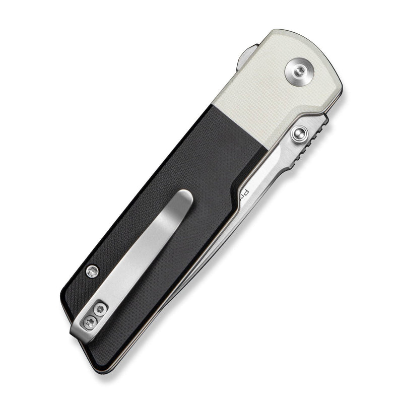 CIVIVI Zygon Flipper & Thumb Stud Knife Black / White G10 Handle (3.24" Satin Finished Nitro - V Blade) C25035 Sample1