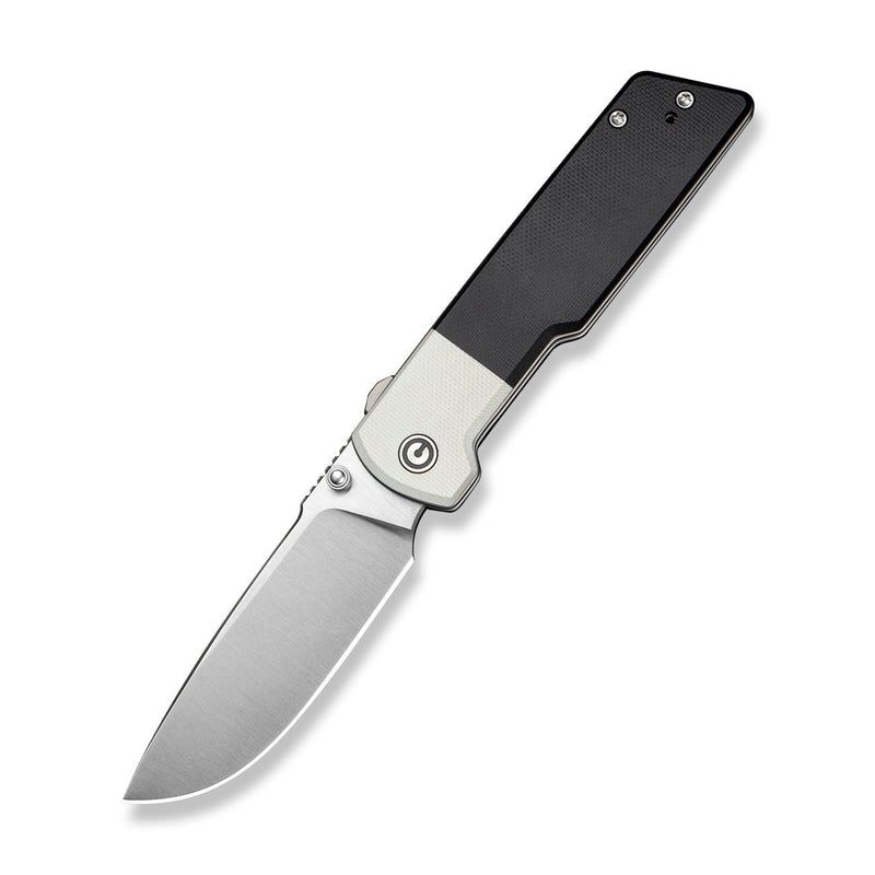 CIVIVI Zygon Flipper & Thumb Stud Knife Black / White G10 Handle (3.24" Satin Finished Nitro - V Blade) C25035 Sample1