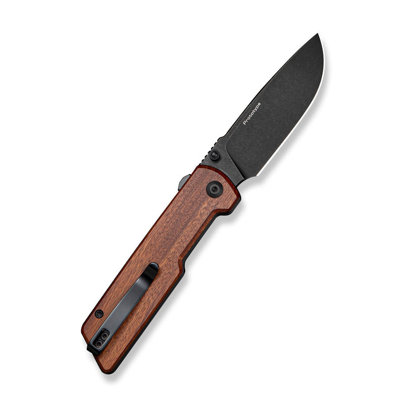 CIVIVI Zygon Flipper & Thumb Stud Knife Guibourtia Wood Handle (3.24" Black Stonewashed Nitro - V Blade) C25035 Sample2