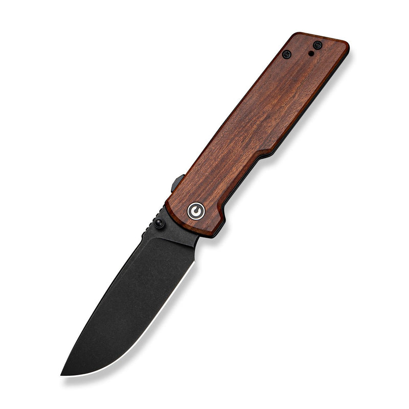 CIVIVI Zygon Flipper & Thumb Stud Knife Guibourtia Wood Handle (3.24" Black Stonewashed Nitro - V Blade) C25035 Sample2