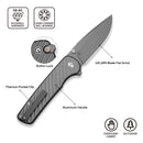 CIVIVI Iron Tide Flipper & Thumb Stud & Button Lock Knife Gray Aluminum Handle (3.24" Gray Stonewashed 14C28N Blade) C25011-3