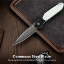 CIVIVI Brr15 Light Flipper Knife Black & White G10 Handle (3.2" Damascus Blade) C25063-DS1