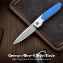 CIVIVI Brr15 Light Flipper Knife White & Blue G10 Handle (3.2" Satin Finished Nitro-V Blade) C25063-1