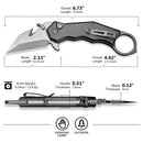 CIVIVI Amaroq Flipper & Thumb Stud & Button Lock Knife Gray Aluminum Handle (2.11" Satin Finished Nitro-V Blade) C24018-1