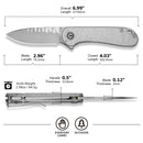 CIVIVI Elementum Flipper Knife Polished Clear Lexan Handle (2.96" Satin Finished Nitro-V Blade With Rock-Grind Pattern) C18062AM-1