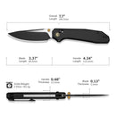 CIVIVI ELITE Tessera Thumb Stud & Crossbar Lock Knife Diamond Patterned Black Aluminum Handle (3.37" Black Stonewashed CPM S35VN Blade, Satin Flat) CE26029-3